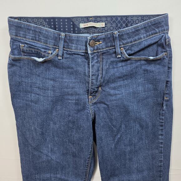 Levi's 525 Perfect Waist Straight Leg Women's Size 12 Blue Jeans Stretch Dark - Picture 6 of 10